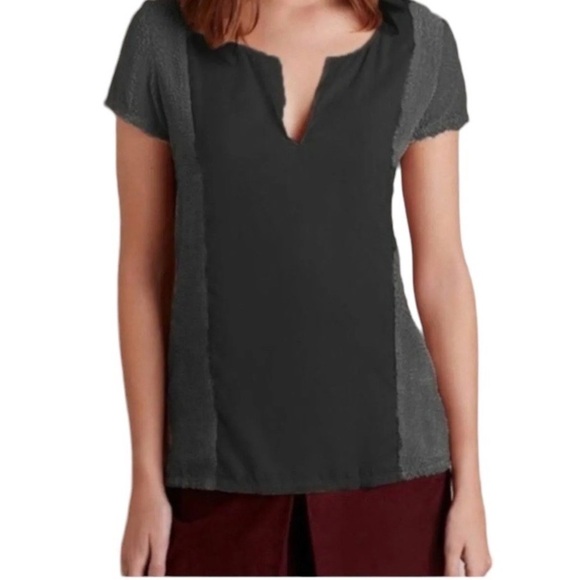 Dolan x Anthropologie - Velvet Veneer Short Sleeve Tee Blouse Shirt Sz L - Picture 1 of 7